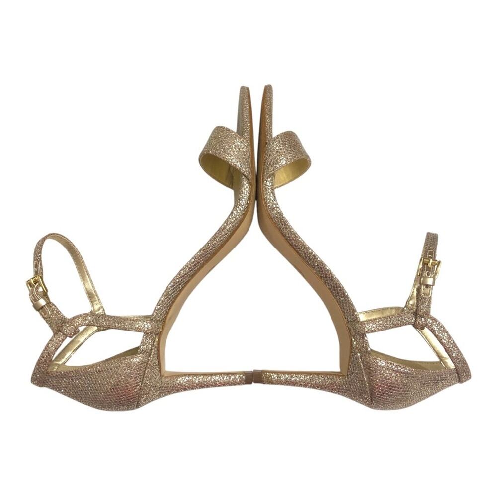 MICHAEL Michael Kors Simone Glitter Mesh Heeled Sandals Gold 9 EUC - Picture 7 of 13